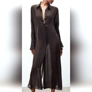 ZARA ZW COLLECTION BROWN RAMIE TUNIC DRESS 🤎🤎🤎